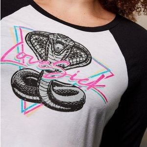 LoveSick Snake White & Black Baseball Tee